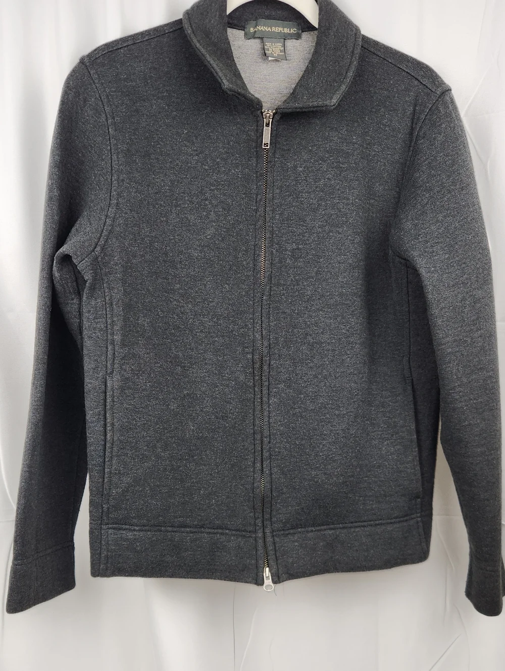 Banana Republic Ottoman Charcoal Heather Gray Zip Thick Knit Jacket